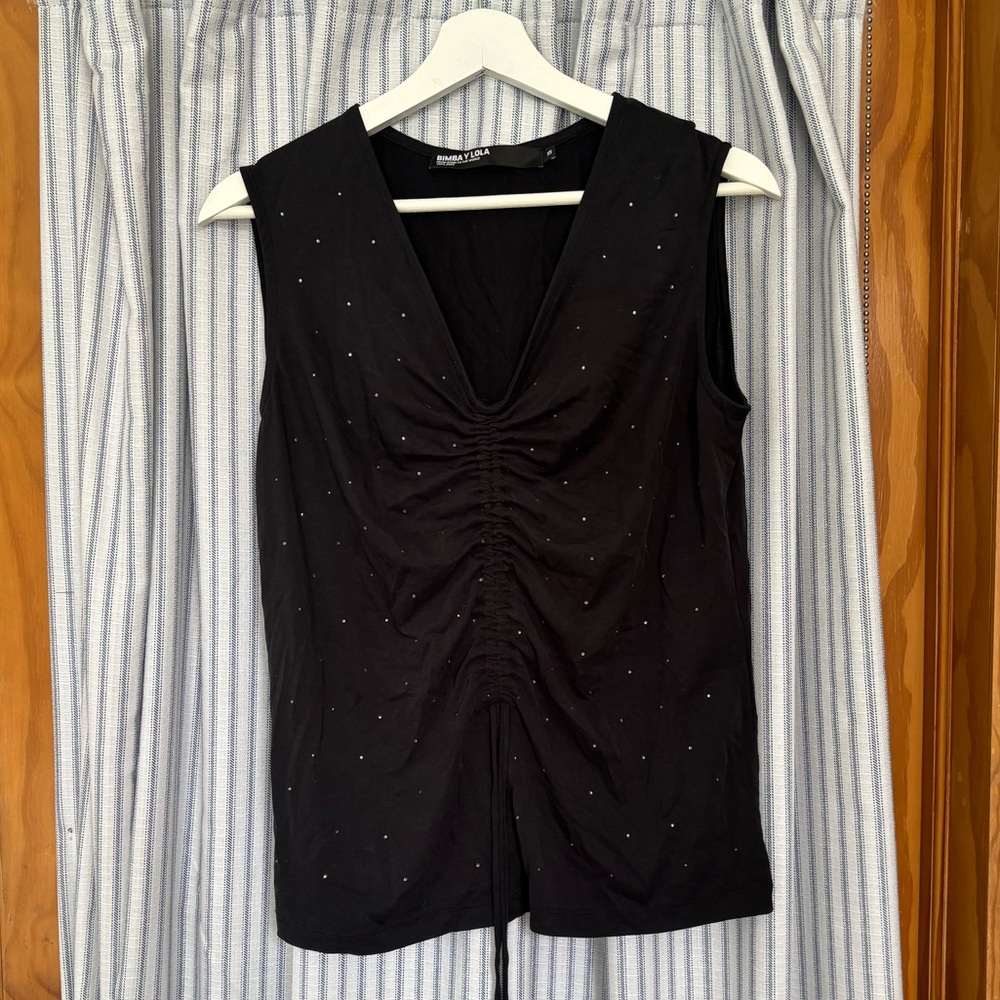 BIMBA Y LOLA Black Ruched Sleeveless Top